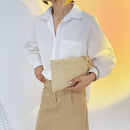 Bohemian Hand Woven Straw Shoulder Tote Bag Women Large Handbags (Beige)