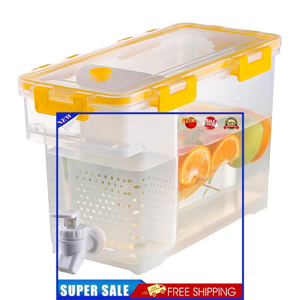 Drink Dispenser Leak-Proof Spigot Clear Storage with Filter Screen (Yellow)