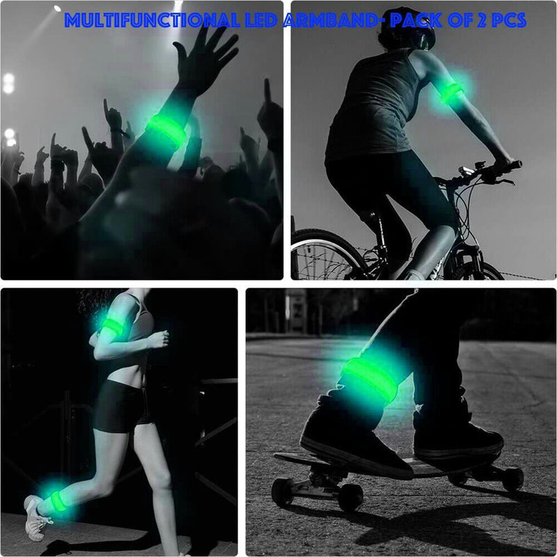 LED Luminous Armband Bracelet Cycling Reflective Warning Wristbands (Green)