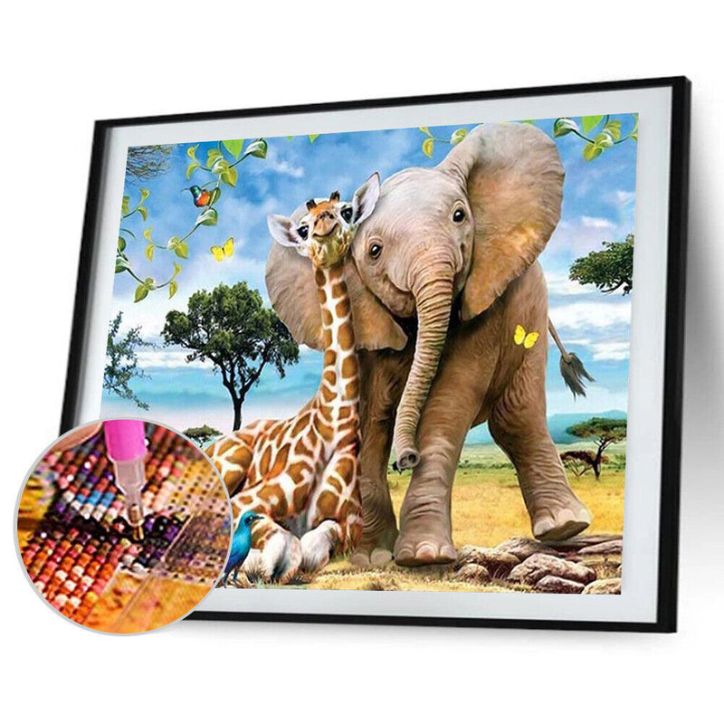 Full Round Drill Diamond Painting Elephant Giraffe Mosaic Rhinestone Draw