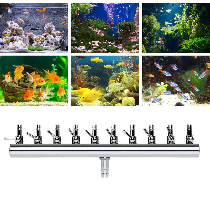 Air Oxygen Pump Aquarium Fish Tank Stainless Steel Splitter Hose (10 Ways) Newly
