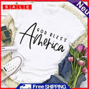 Independence Day Print America Letter Tea T-Shirt (White S)