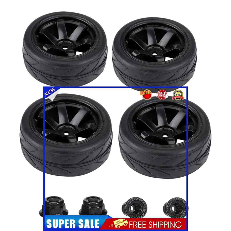 #A 4Pcs Hex Hub Beadlock Wheel Rims Tires Set for 1/10 Axial Hsp Redcat Traxxas