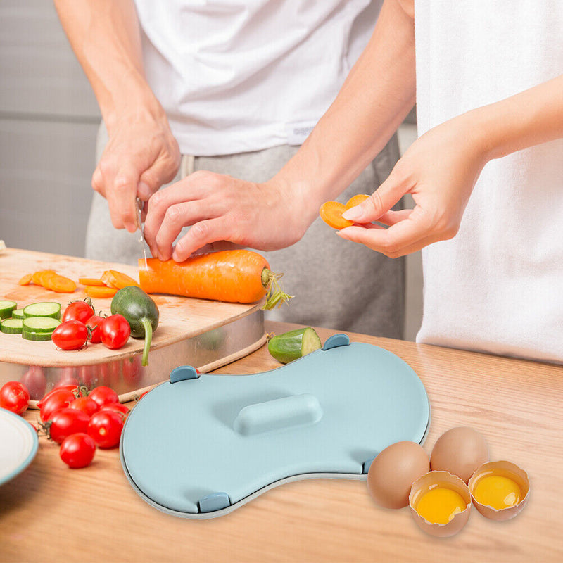 Microwave Egg Poacher 2 Cavity Boiled Egg Box Kitchen Cooking Gadget (Blue)