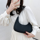 Fashion Women Pure Color Underarm Hobos Bags Top-handle Handbag (Black)