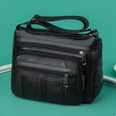 Fashion Solid Color Messenger Handbag Casual Women Multi Pocket PU Crossbody Bag
