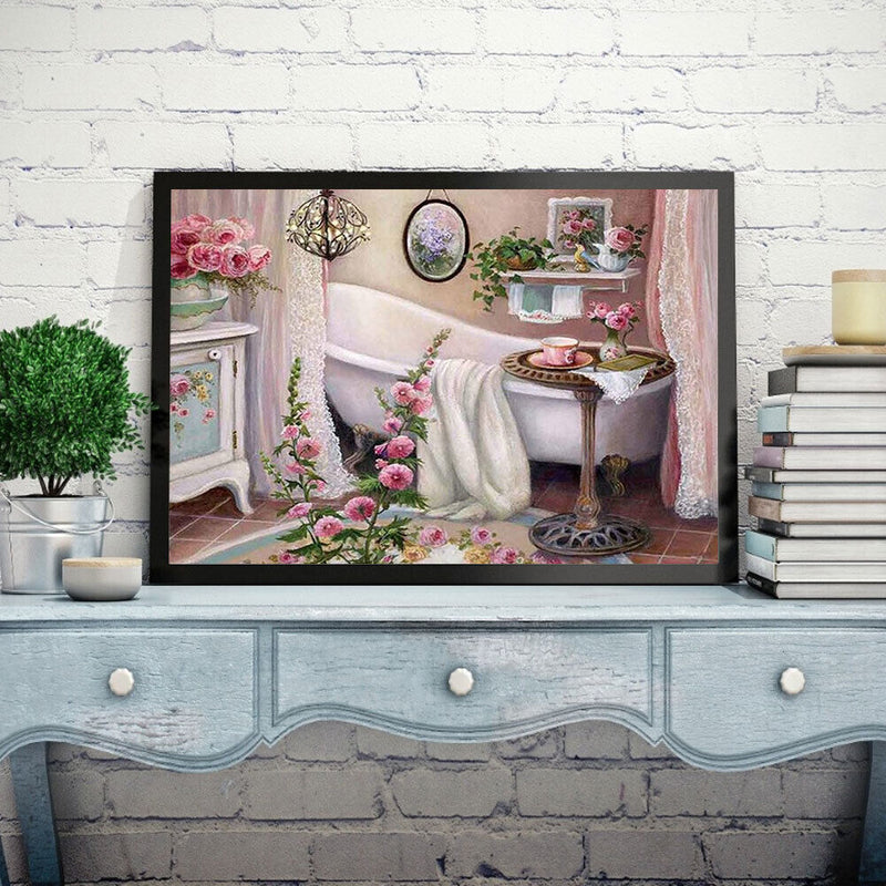 Bathtub Abstract 5D DIY Full Diamond Square Rhinestone for Room Decoration