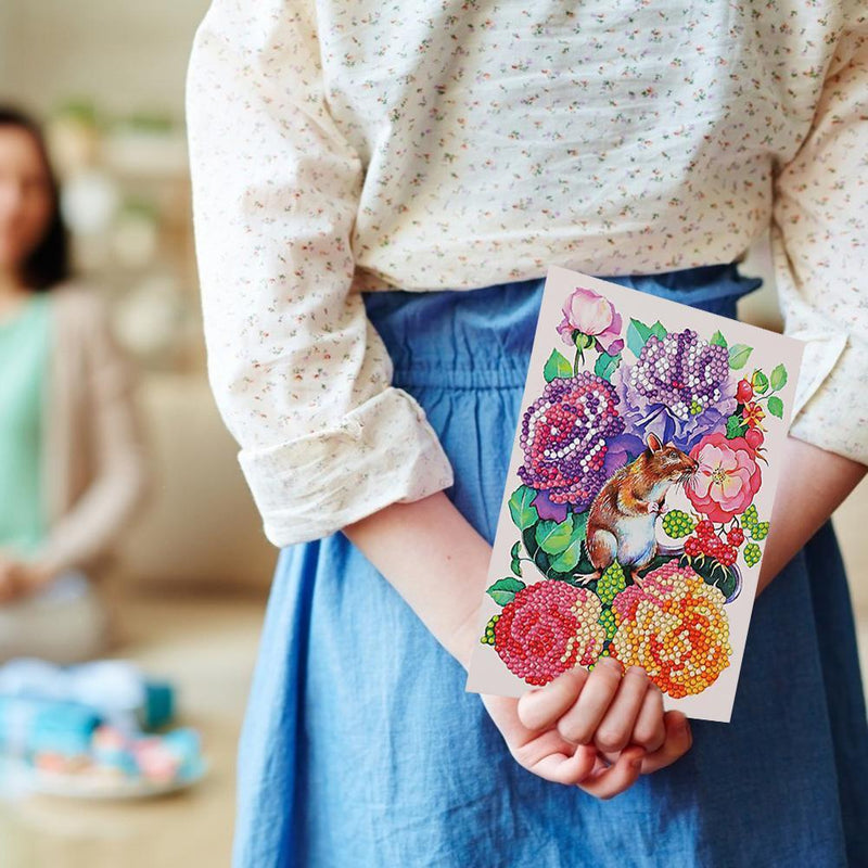 DIY Diamond Painting Greeting Cards Flowers Birthday Festival Blessing Gift