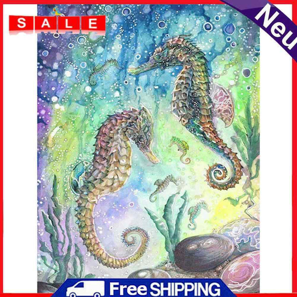 5D DIY Full Drill Diamond Painting Sea Horse Embroidery Craft Needlework Set