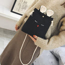 Women Rabbit Shape Cotton Linen Small Shoulder Bag Crossbody Bag(Black)