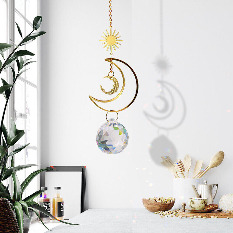 Lighting Accessories Moon Sun Ball Crystal Suncatcher Curtain Car Home Pend