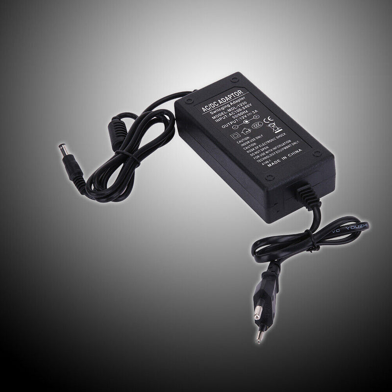 12V 3A AC to DC Power Adapter Dual Cable Converter Universal 5.5x2.1-2.5mm