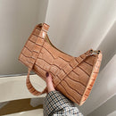 PU Alligator Pattern Underarm Bag Women Retro Solid Color Handbag (Khaki)
