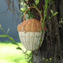 Handmade Rattan Mushroom Basketball Handbag Woven Kids Organizer Desktop Decorations