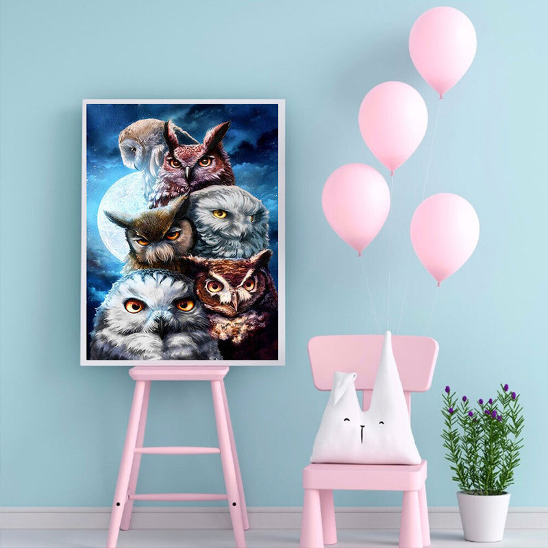 5D DIY Diamond Painting Owl Full Round Drill Mosaic Rhinestone Picture Home A