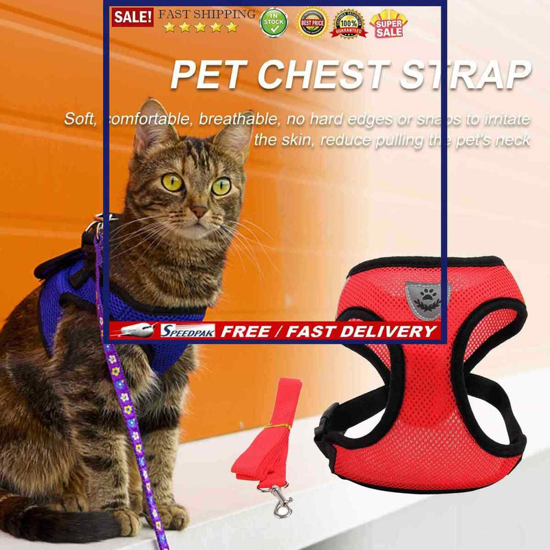 Polyester Cat Dog Harness Breathable Walking Lead Leash Dog Cat Vest for Outdoor