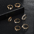 7pcs/set Rhinestone Open Ring Women Butterfly Flower Finger Rings Jewelry Gift