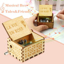 #A Retro Carved Wood Manual Music Box Hand Cranked Kids Birthday Gift Home Ornam