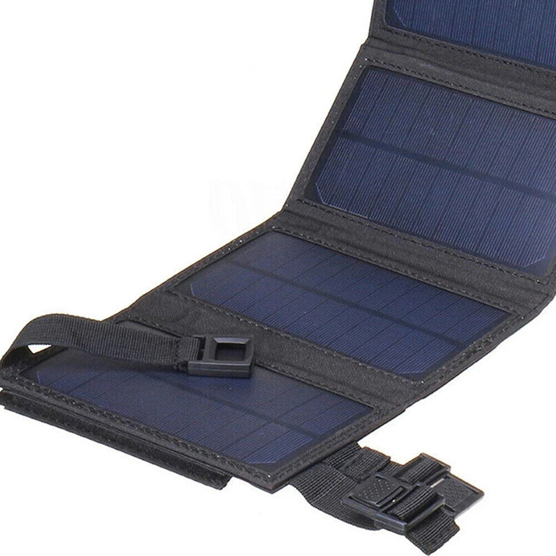 USB Solar Panel Waterproof Folding 20W Solar Cell Charger for Phone (Black)