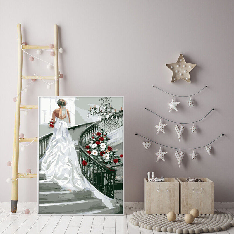 The Bride in the Stairs No Frame Pictures By Number DIY Digital Coding Oil Paint