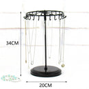 Rotating Jewelry Organizer Necklace Bracelet Display (Round Base Black)