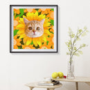 Flower Cat Face Full Round Drill DIY Mosaic Diamond Painting Rhinestone Decor