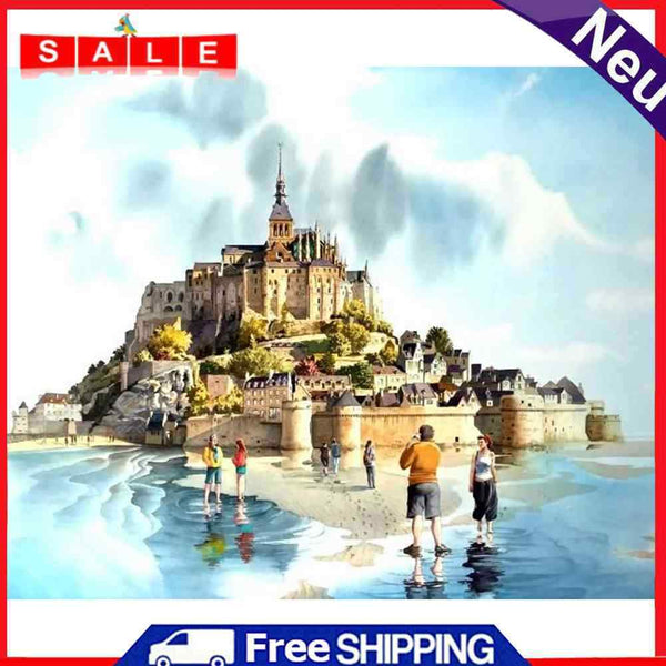 Castle Oil Paint By Numbers DIY Acrylic Painting on Canvas Frameless Picture Kit
