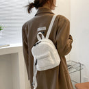Women Mini Lamb Wool Solid Color Backpack Female Preppy Style Casual Rucksacks