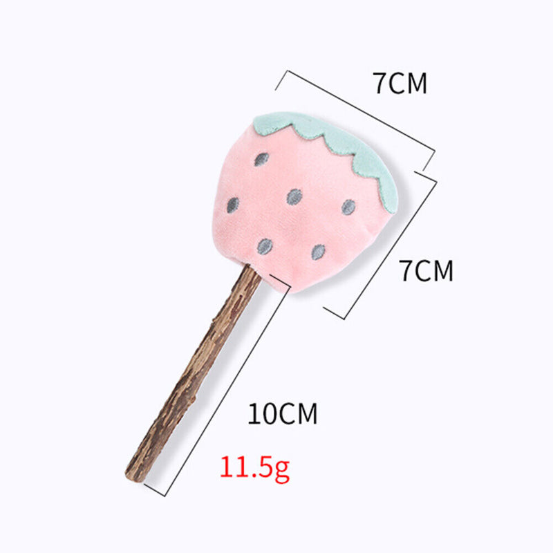 Pet Cat Plush Teething Toys Catnip Lollipop Pet Molar Sticks (Strawberry)