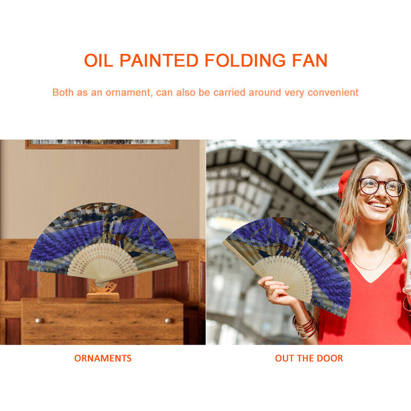 Lavender Field Oil Paint Folding Fan By Numbers DIY Painted Art Craft Gifts