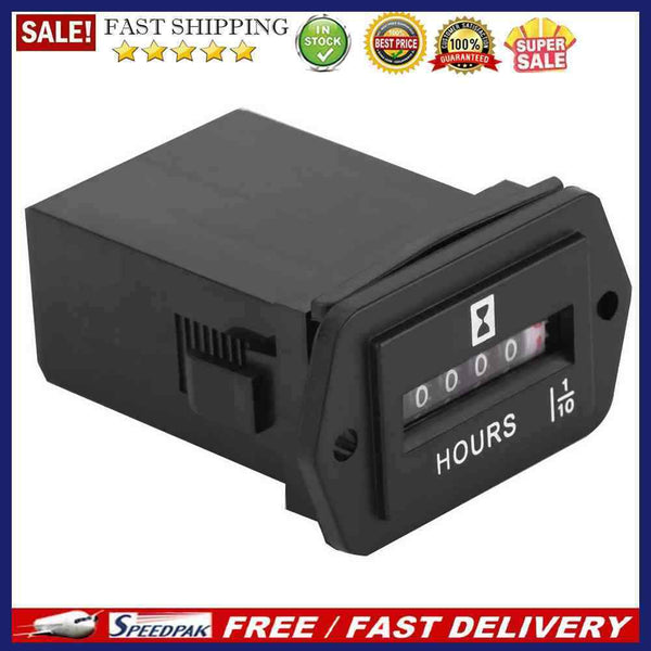 HM002 Mechanical Hour Meter Rectangular Hourmeter for 6-80V DC Power Equipm