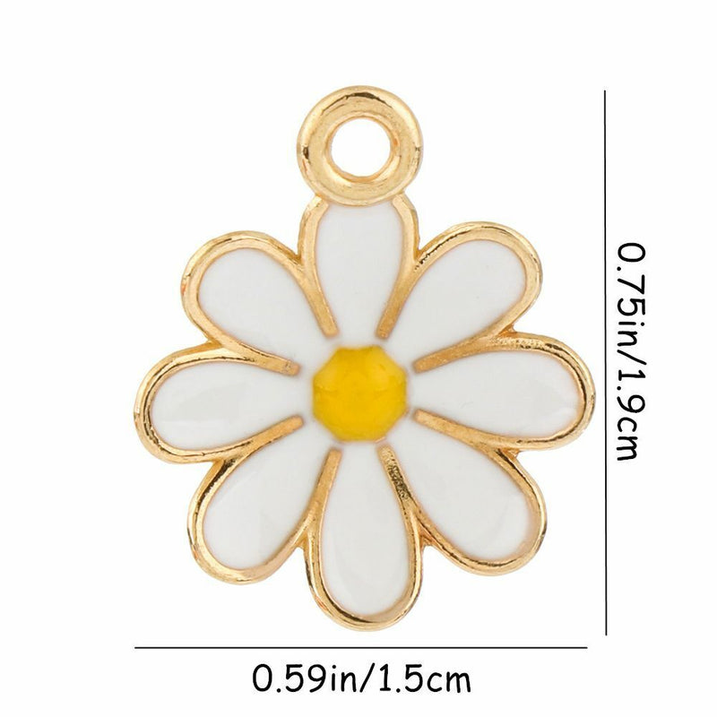earring charms Enamel Flower Charm Daisy Flower Daisy Charm Flower Pendants