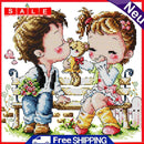 Partial Embroidery Lover Kiss DIY Stamped Canvas 14CT Needlework Sets Home Decor