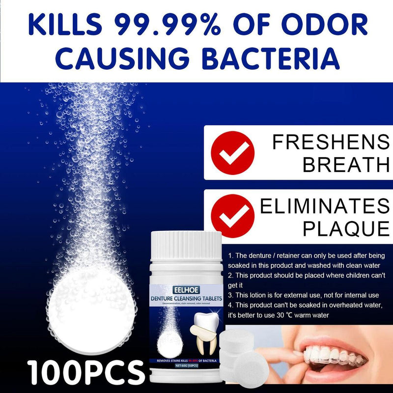 Denture Cleansing Tablets Orthodontic Retainer Mouth Guard Brace Sterilizing_