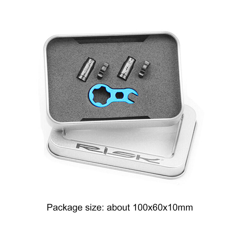 RISK MTB Road Bike Valve Cap Set Dustproof Tire Valve Cover (Black FV+Tool)