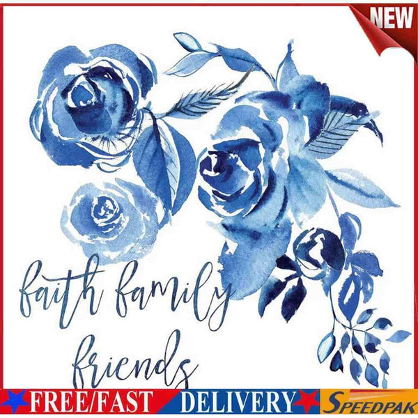 Blue Ink Flower Oil Paint By Numbers Kit DIY Acrylic Painting on Canvas no  #F