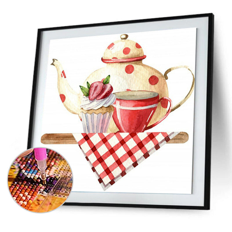 5D Rhinestone Pictures DIY Tea Time Full Round Drill Diamond Painting Craft Kit