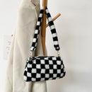 Fashion Plush Shoulder Bag Heart Print Underarm Bags Women Casual Purse Handbags