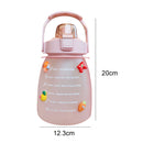 Water Bottle - Sports Water Bottle with Times to Drink Large-Capacity Straw Cup
