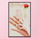 14CT Full Cross Stitch Happy Family Stamped DIY Embroidery Kits Cotton Art
