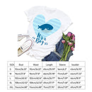 Heart-shaped Print Whale Letter Tea T-Shirt (White M)