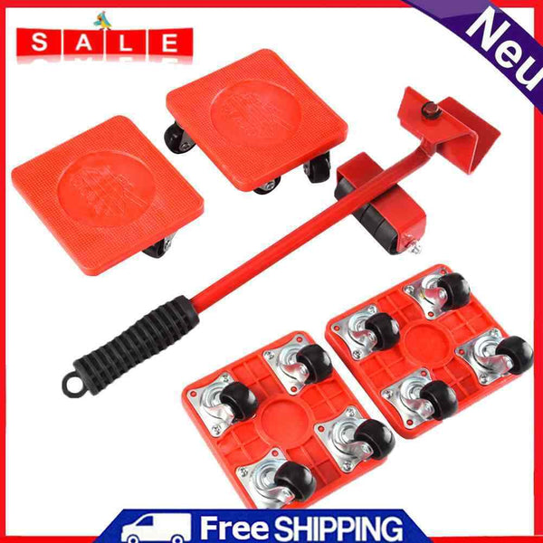 5pcs Furniture Mover Tool Set Furniture Transport Lifter Stuffs Roller Wheel Bar