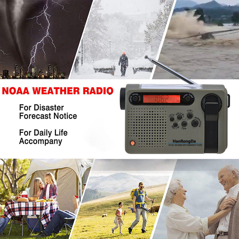 Full Band Solar Powered AM/FM/SW Radio Emergency LED Flashlight Power Bank Newly