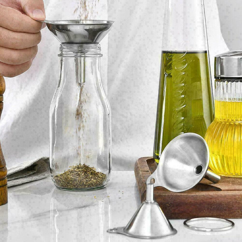 3 In 1 Portable Steel Mini Metal Funnel Set Kitchen B9F1 I2Q9 N L0S8