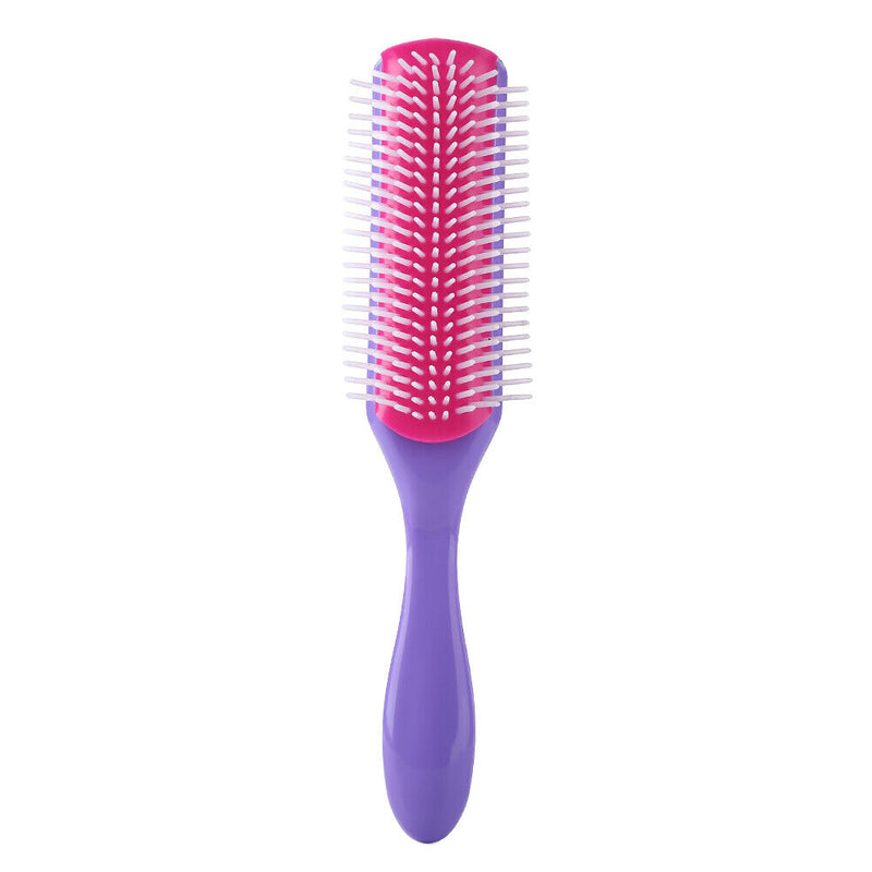 9 Rows Styling Brush Straight Curly Hair Detangling Massage Comb (Purple) Newly