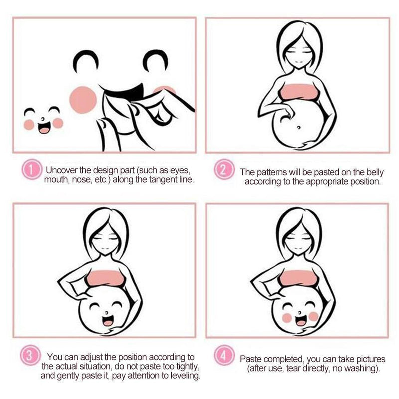4 Pcs Expressions Pregnancy Baby Bump Belly Stickers Maternity O6J7 hot.