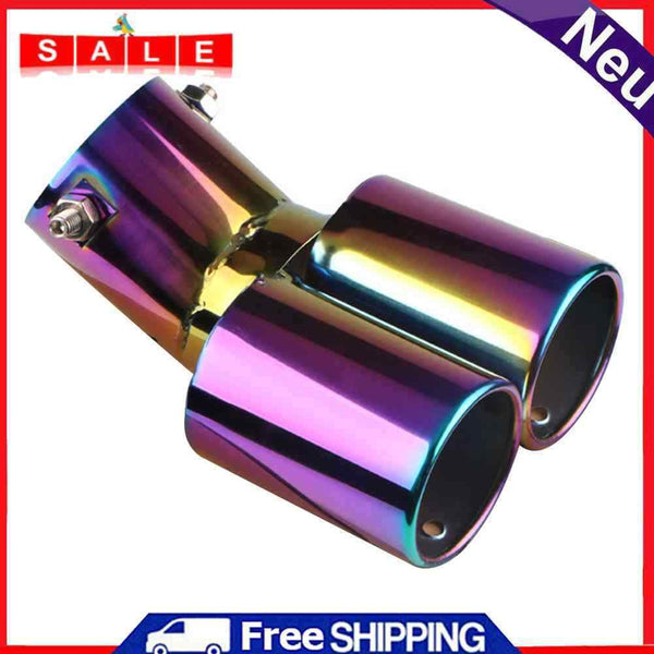 Stainless Steel Bent Dual Exhaust Tailpipe Tip Bolt-on Straight Cut 63mm Inlet