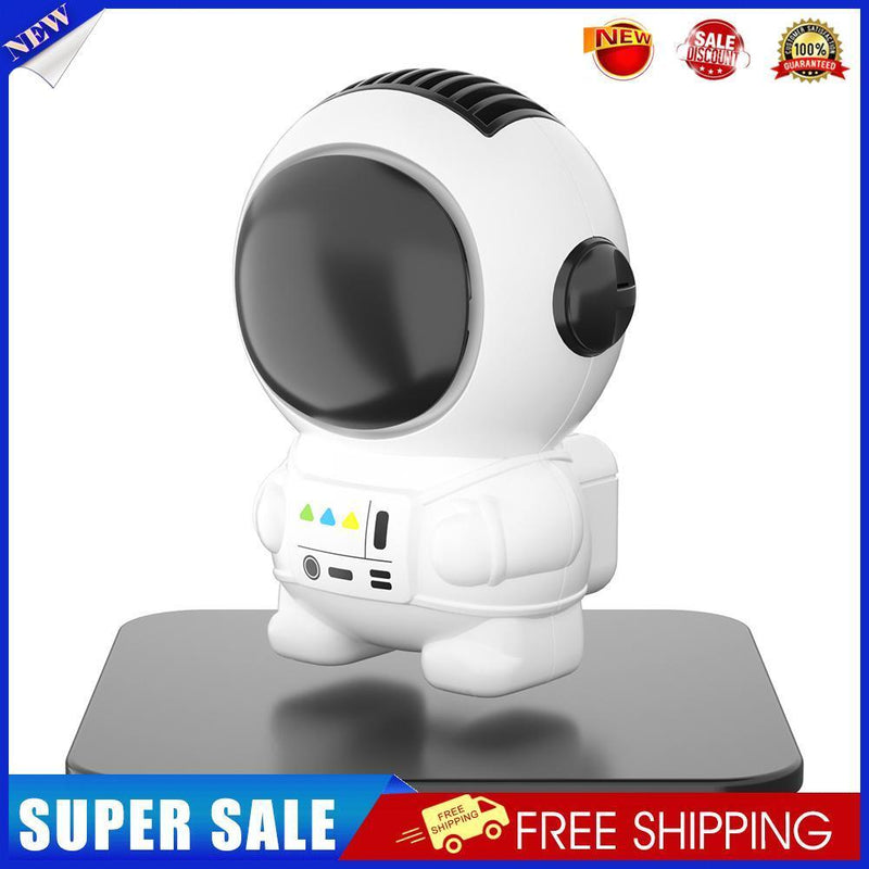 Mini Electric Fan Cute Astronaut Bladeless Spaceman Neck Air Cooler (Black)