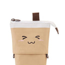 Retractable Milk Tea Pencil Case Stationery Storage Pen Holder (Brown) Newly