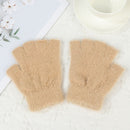 Warm Fingerless Mittens Half Finger Gloves Imitation Mink Hair Plush Knitted